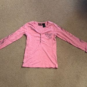 Harley Davidson long sleeve pink shirt large